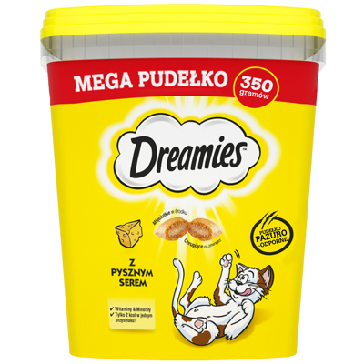 DREAMIES Mega Box 350 g - alimento complementare per gatti adulti, con delizioso formaggio