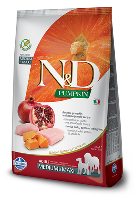 Farmina N&D Pumpkin Grain Free Canine Adult Medium&Maxi Chicken&Pomegranate 12kg x2