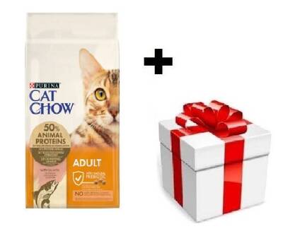 PURINA Cat Chow Adult Salmon Alimento per gatti 15 kg + sorpresa per il gatto GRATIS