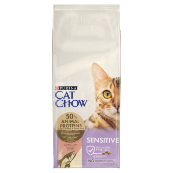 PURINA Cat Chow Alimento per gatti sensibili con salmone 15 kg
