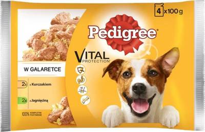 Pedigree Vital Protection Adult Dog Food Agnello e Pollo Jelly 4x100g