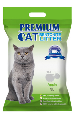 Premium Cat Lettiera alla Bentonite per gatti -Mela per gatti 5L